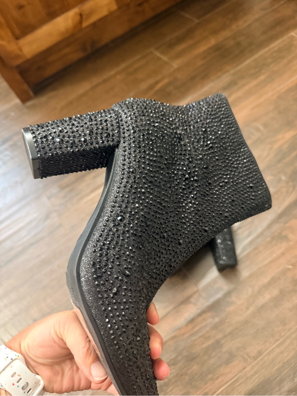 Men's Black Sparkle Dress Shoes - Stylish Formal Slip-On - Picture 3 of 4